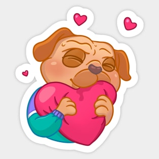 In love pug during isolation of COVID-19 Sticker